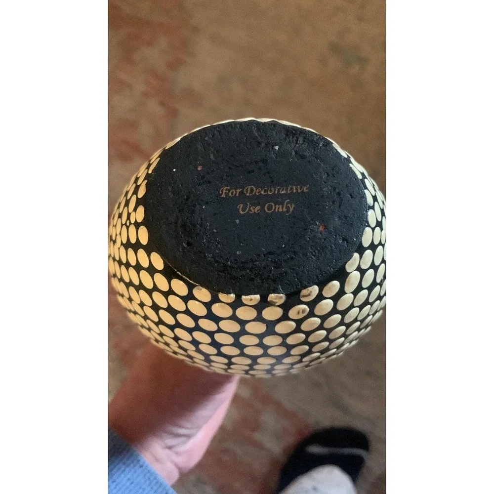 3D Nubby Dot Pottery Vase Cream Black 7 1/2